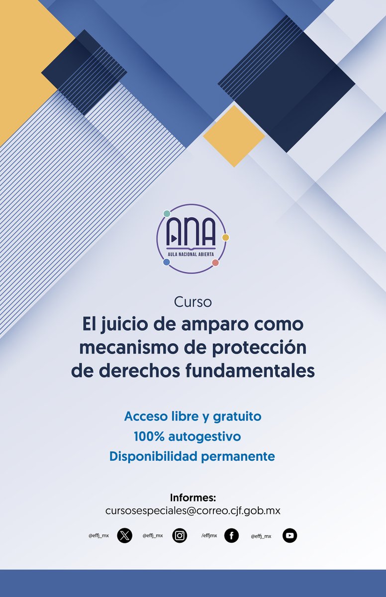 ENFJ_mx's tweet photo. 🔺¿Sabes cuál es la importancia del juicio de amparo para preservar el equilibrio dentro de nuestro sistema jurídico?

🟡 El juicio de amparo como mecanismo de protección de derechos fundamentales

#AulaNacionalAbierta para todas y todos

👉🏽 https://t.co/EglHbmUl7y https://t.co/nQN34aMPaS