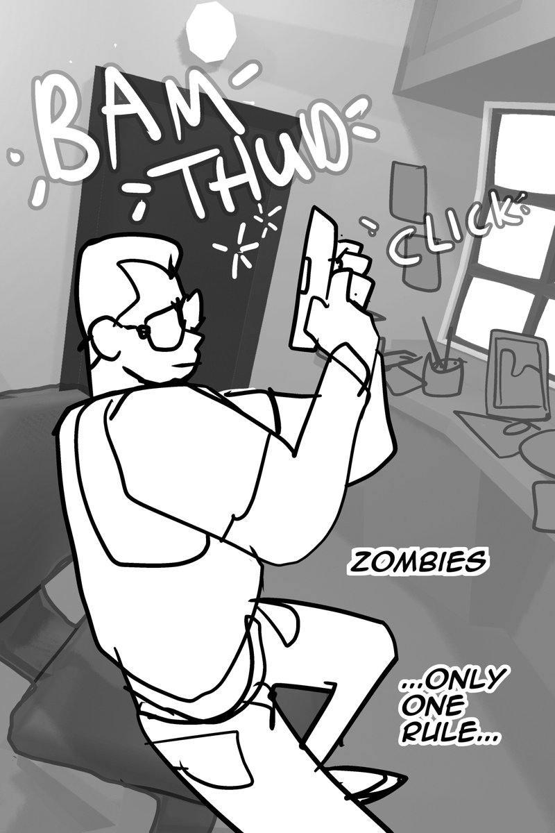 Plaster_Harris's tweet image. From the mini comic, free to all backers!
The head of security misidentifies those under the influence of Salome's spell (the 'turned') as zombies
based on the head of security at the hotel i used to work at (who was also the janitor)
Launches Aug 5th