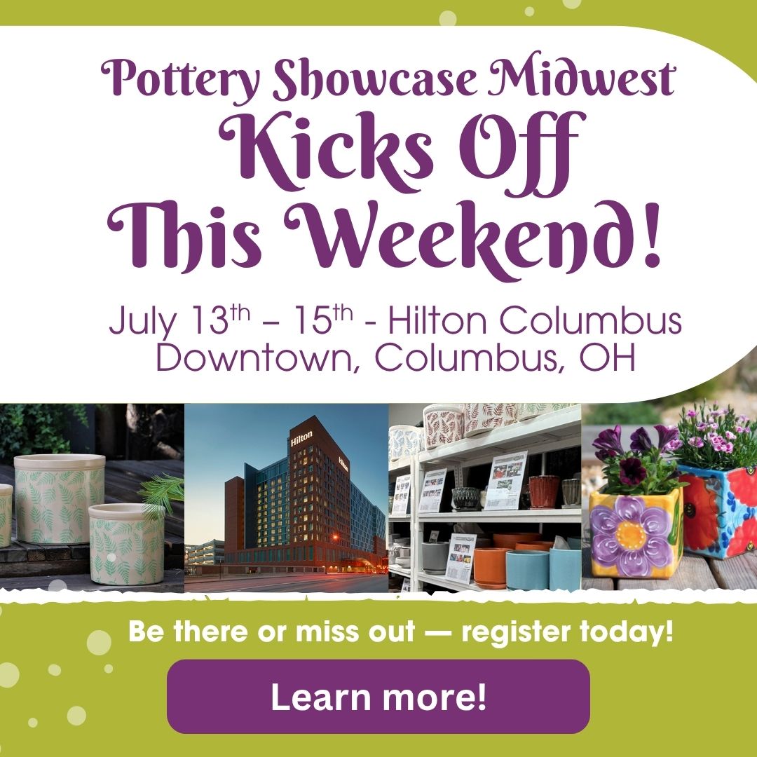 🏺 This Weekend Only – Pottery Showcase Midwest!
July 13–15 • 3 days of unbeatable selection!
100+ pallets of pottery, limited-time deals, and early access for appointment holders. Don’t miss it — book your spot today!
#PotteryShowcase #ArettEvents #RetailAppointments