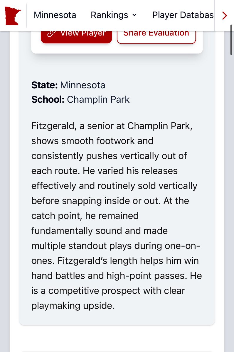 Trace Fitzgerald (2027) (@tracefitz4) on Twitter photo Thank you <a href="/BookofEllis/">Ellis L. Williams</a> for the write up!
<a href="/PrepRedzoneMN/">Prep Redzone Minnesota</a> <a href="/cprebelfootball/">CP Football</a> <a href="/NPesik81/">Nick Pesik</a> Thank you <a href="/BookofEllis/">Ellis L. Williams</a> for the write up!
<a href="/PrepRedzoneMN/">Prep Redzone Minnesota</a> <a href="/cprebelfootball/">CP Football</a> <a href="/NPesik81/">Nick Pesik</a>