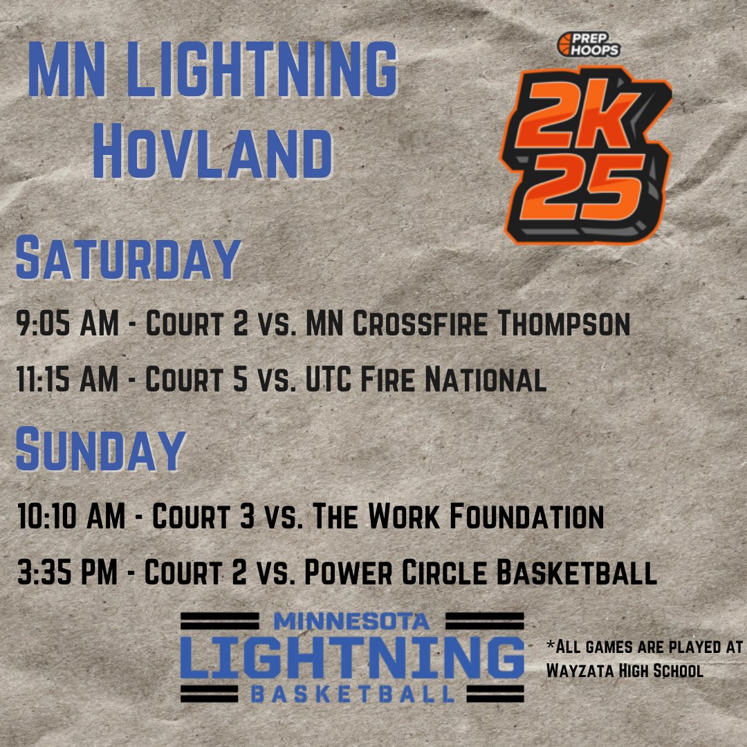 17u-Hovland Prep Hoops 2k25 Schedule for this weekend