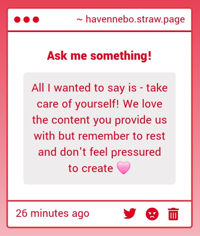 haven_nebo's tweet image. OHH🥺❤️
Honstly Im actually hit a small artblock Im trying just drawing for fun at my own pace but...(I dont wanna let internet strangers down lol)
Btw just wanna say feel free to throw requests at me in straw! Maybe doodling some quick sketches will help shake off this art block