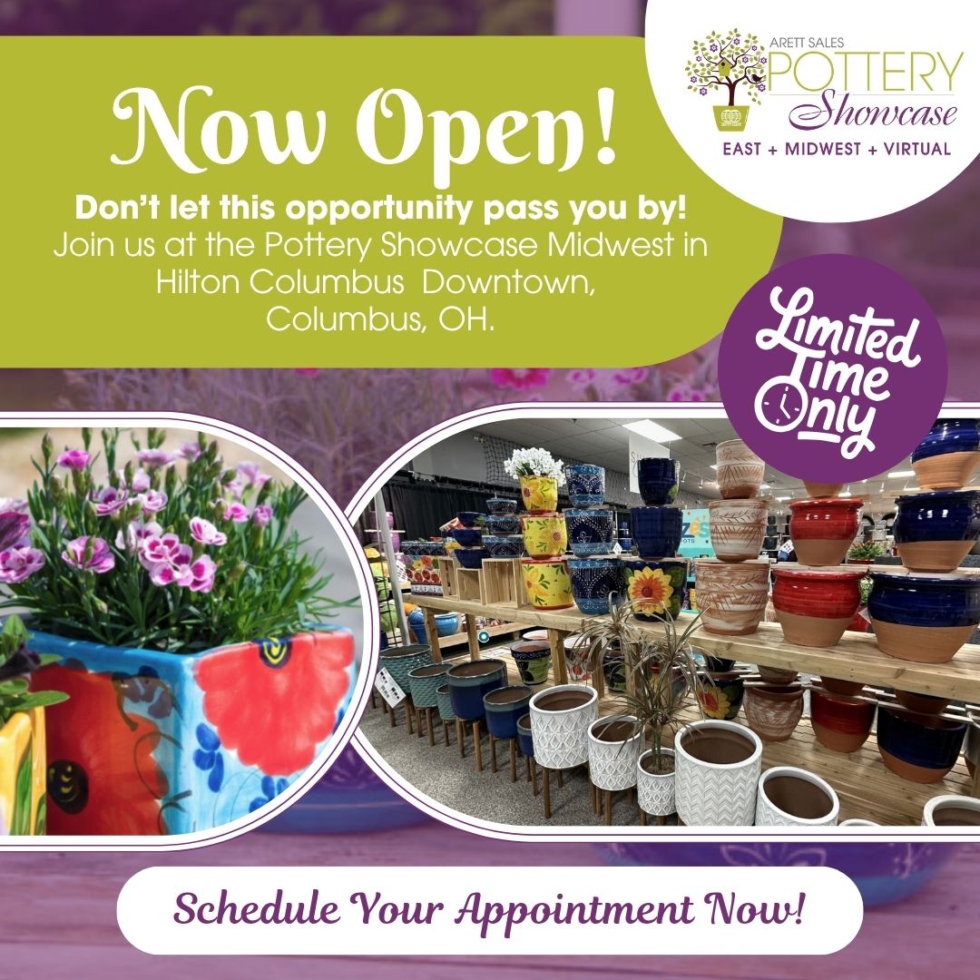 We’re Live at the Pottery Showroom Midwest in Hilton Columbus Downtown, OH!
Stop by and see us today for the BEST PRICES OF THE YEAR on 2026 pottery!
Unbeatable selection, and deals you won’t find anywhere else — only this weekend!
#PotteryShowcase #ArettEvents #MidwestShowcase