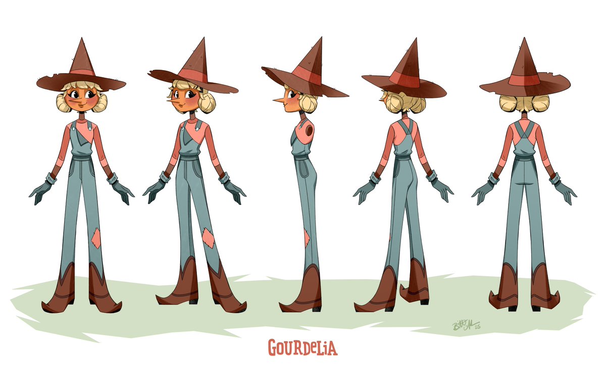 BrittaJJ26's tweet image. It's my girl! 🎃 Gourdelia, the pumpkin-headed scarecrow witch! It's been a while since I drew her, and I'm enjoying this little re-design. #characterdesign #2danimation #myart