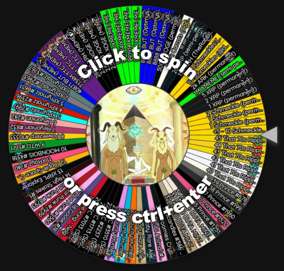 Schmeckles (@schmeckles_xrpl) on Twitter photo 🎡Whirly Dirly Prize Wheel 🎡
🔐Permanent: 1 XRP, 2 XRP, 5 XRP, 1 Schmeckle, 2 Schmeckles, '+5 - 10 Schmeckles', 2k <a href="/ARKofTheReaper/">Ark Institute</a> + 500M <a href="/ClassyXoge/">Xoge "CEO of the XRPL"</a>
⚔️ MEME VS MEME Prize Pool: multiple 5 XRP slices of <a href="/xmemecoinxrpl/">XMΣMΣ</a>, <a href="/ClassyXoge/">Xoge "CEO of the XRPL"</a>, <a href="/TheRabbitH0LZ/">TheRabbitHole</a>,
<a href="/TwinTowerCity/">Twin</a> and 🎡Whirly Dirly Prize Wheel 🎡
🔐Permanent: 1 XRP, 2 XRP, 5 XRP, 1 Schmeckle, 2 Schmeckles, '+5 - 10 Schmeckles', 2k <a href="/ARKofTheReaper/">Ark Institute</a> + 500M <a href="/ClassyXoge/">Xoge "CEO of the XRPL"</a>
⚔️ MEME VS MEME Prize Pool: multiple 5 XRP slices of <a href="/xmemecoinxrpl/">XMΣMΣ</a>, <a href="/ClassyXoge/">Xoge "CEO of the XRPL"</a>, <a href="/TheRabbitH0LZ/">TheRabbitHole</a>,
<a href="/TwinTowerCity/">Twin</a> and