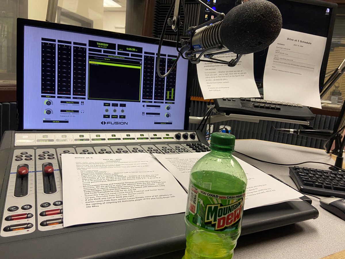 Lance Lahnert (@lancelahnert) on Twitter photo Let's Dew this!
The Drive at 5!
5-6 pm
102.9 FM
Stream at panhandlesportsstar.com
Really good one today!
- <a href="/PaloDuroDonsFB/">PaloDuroDonsFootball</a> Star and <a href="/UNCFootball/">Carolina Football</a> commit Darien Lewis.
- THE VOICE of <a href="/WTAMUBuffs/">West Texas A&M Athletics</a> <a href="/LucasKinseyWT/">Lucas Kinsey</a> on Lady Buff softball legend Boyer signing wotn Ole Miss Let's Dew this!
The Drive at 5!
5-6 pm
102.9 FM
Stream at panhandlesportsstar.com
Really good one today!
- <a href="/PaloDuroDonsFB/">PaloDuroDonsFootball</a> Star and <a href="/UNCFootball/">Carolina Football</a> commit Darien Lewis.
- THE VOICE of <a href="/WTAMUBuffs/">West Texas A&M Athletics</a> <a href="/LucasKinseyWT/">Lucas Kinsey</a> on Lady Buff softball legend Boyer signing wotn Ole Miss