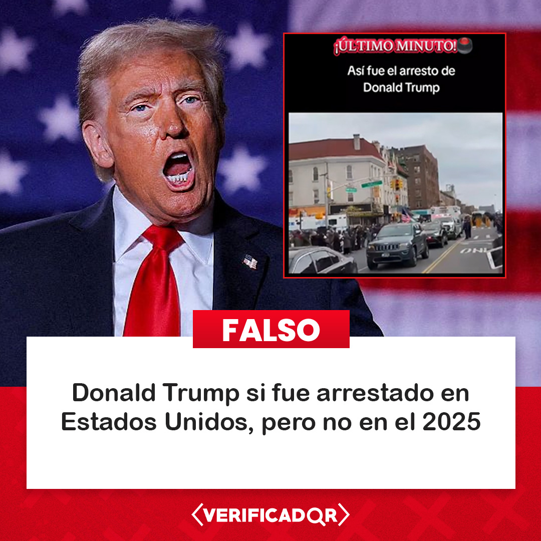 🔍 Se ha viralizado un video que supuestamente muestra el traslado de Donald Trump a una prisión en pleno 2025. Sin embargo, es falso. La narración que oímos del bulo corresponde a la cobertura de Jorge Ramos para el medio Univisión, hecha el 2023.

👉bit.ly/donald-trump-a…