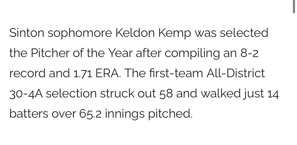 KeldonKemp14's tweet image. Thank you to South Texas News for naming me Super Team Pitcher of the Year.
@alaniz3
@SHS_PirateBball
@MikeMcClendon9