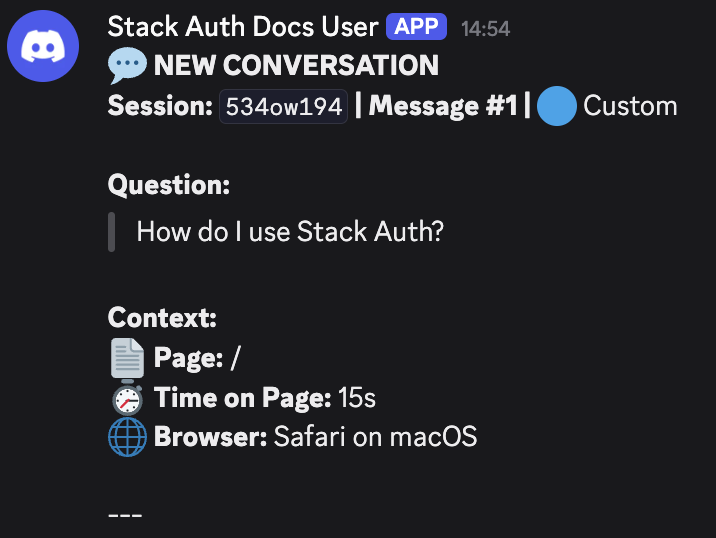 konstiwohlwend's tweet image. it's insane how much value you can get from using AI chatbots to understand your users.
our new docs have an AI assistant; so @madsterdev wrote a Discord bot which forwards the questions to a private channel. now we can see what questions are being asked in real-time and correct…