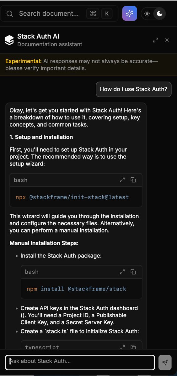 konstiwohlwend's tweet image. it's insane how much value you can get from using AI chatbots to understand your users.
our new docs have an AI assistant; so @madsterdev wrote a Discord bot which forwards the questions to a private channel. now we can see what questions are being asked in real-time and correct…