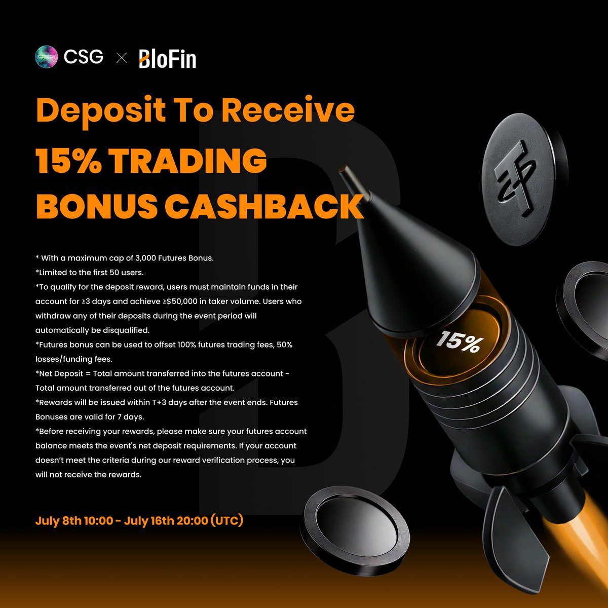 CryptoSGiants's tweet image. Man blofin never fails to deliver
Love this exchange, my go-to for trading personally
Now for the next week you can get a straight up 15% cash back on any amount you deposit
It's free money, take it.
Bonus only offered when you sign up with my link 👇
partner.blofin.com/d/CSG