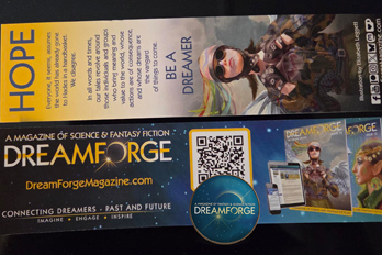 We finally have a DreamForge pin. And bookmarks.  Probably not the most exciting things in our Kickstarter. But you won't know that unless you check it out at go.dfstory.com/open-channel