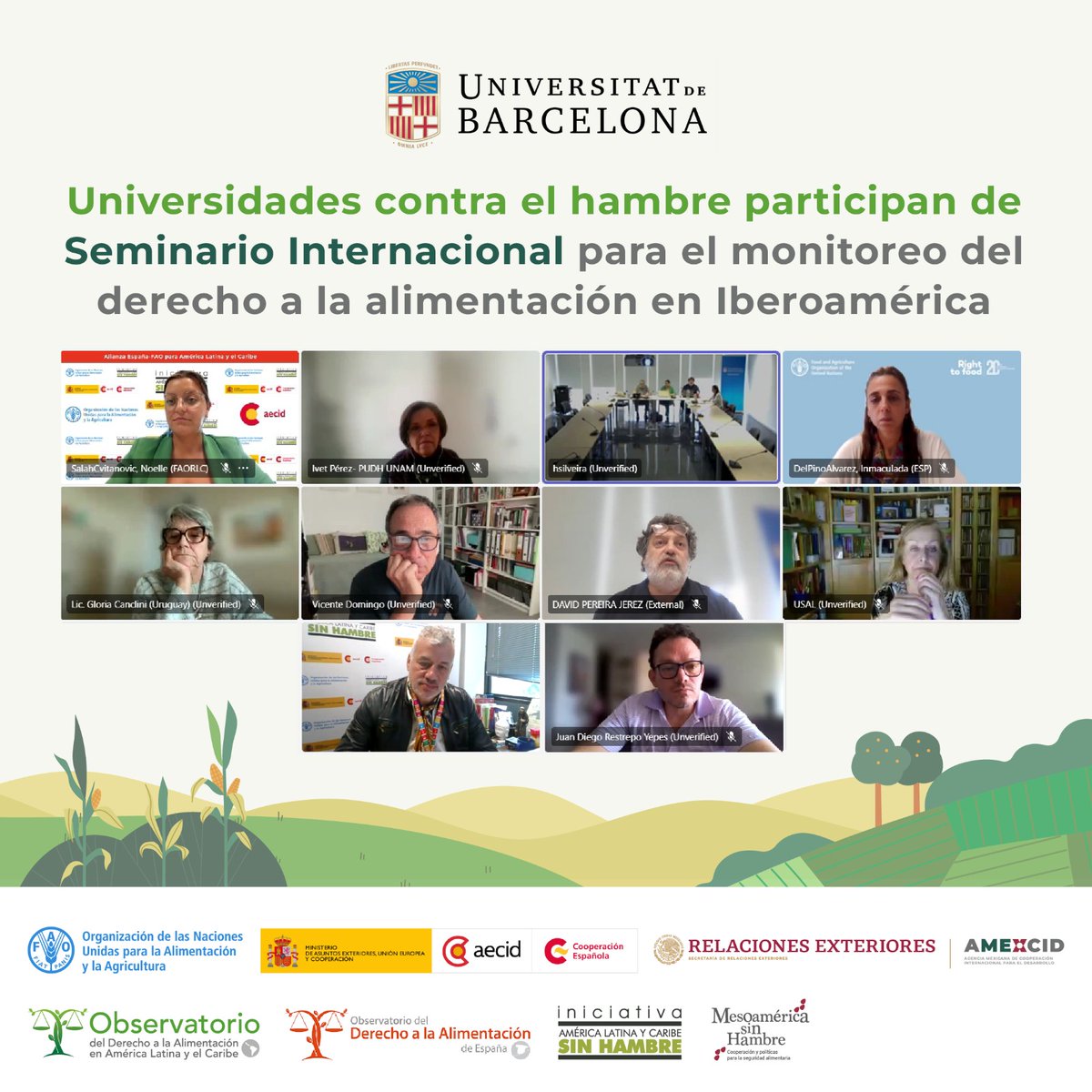 ODA_ALC's tweet image. 🔎 Hoy participamos junto a @FAOAmericas en el Seminario Internacional para el Monitoreo del #DerechoALaAlimentación, organizado por #UniBarcelona @ODA_Esp
Presentamos avances de América Latina y el Caribe en esta materia
Nos apoyan @AECID_es @AMEXCID #MesoaméricaSinHambre