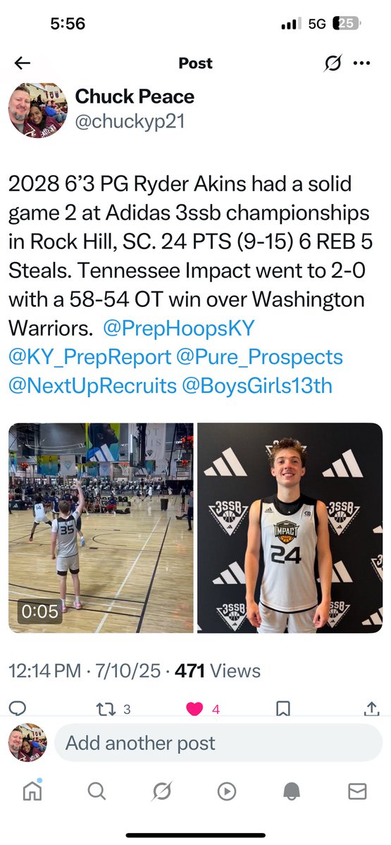 Game 1: 21 pts, 6 rebs, 5 assists
Game 2: 24 pts, 6 rebs, 5 steals
Team went 2-0