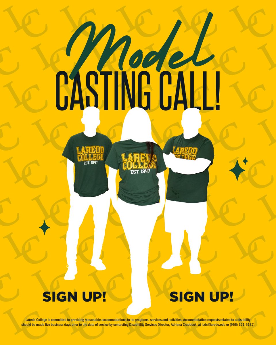 laredopalominos's tweet image. Attention, Palominos! Our Community and Media Relations Office is looking for student models to represent LC.

If you are registered for summer session II or the fall semester at LC, you can become our next model.

Sign up TODAY: forms.gle/WugJrvDGMCBkkS…