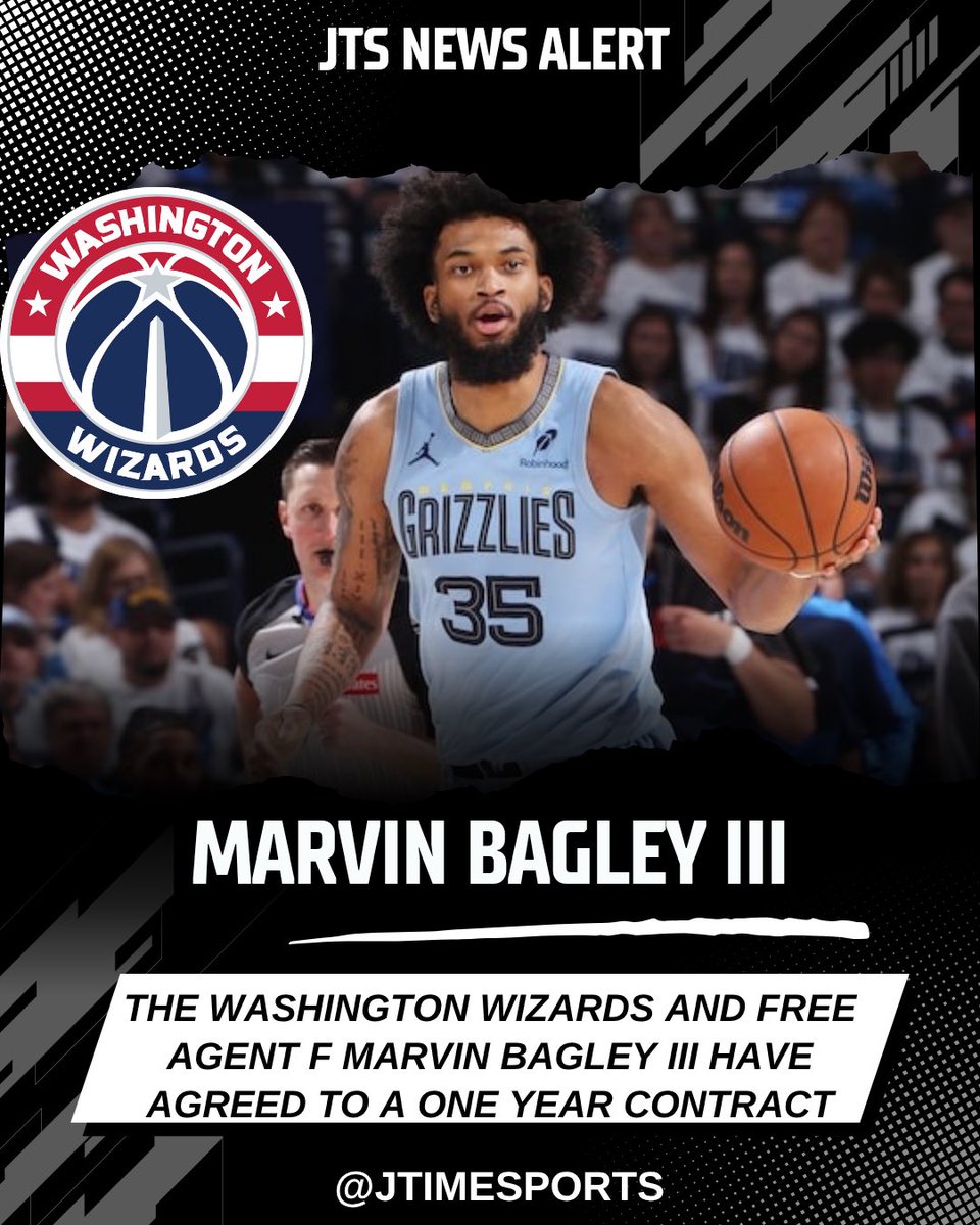 The Washington Wizards and free agent F Marvin Bagley III have agreed to a one year contract #NBA