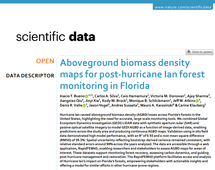 🌳 New open-data release in <a href="/ScientificData/">Scientific Data</a> and <a href="/NaturePortfolio/">Nature Portfolio</a>. Aboveground biomass maps for post-#Hurricane Ian forest monitoring in Florida. Check it out:

nature.com/articles/s4159…