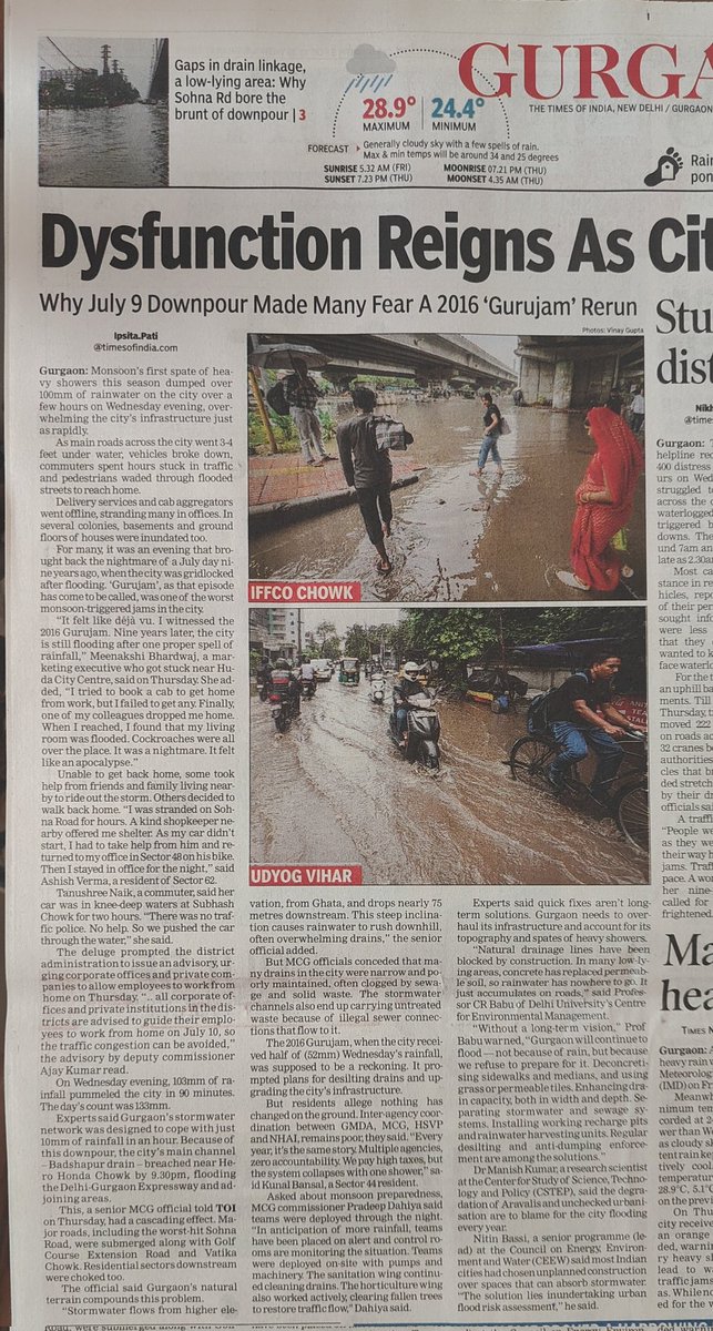 IpsitaTOI's tweet image. What a choke – Gurgaon derailed by rain @IMDWeather @MunCorpGurugram
@manashuman
@CEEWIndia @CSTEP_India
@SarikaPanda @indiametsky @DC_Gurugram
Read the full story here
timesofindia.indiatimes.com/city/gurgaon/d…