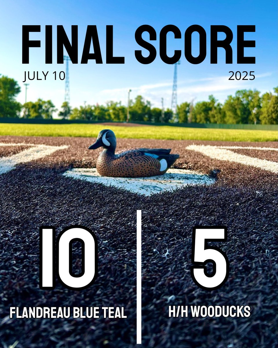 The Blue Teal get back in the win column with a 10-5 win over the Wooducks! Next game is Sunday in Humboldt against the <a href="/HHGamecocks/">Gamecocks Baseball</a>!