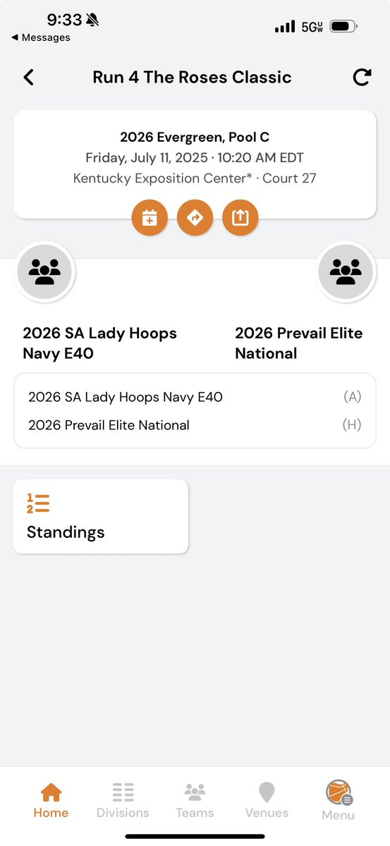 First game of the day with a win by two!! COACHES! Below is tomorrow’s game time.