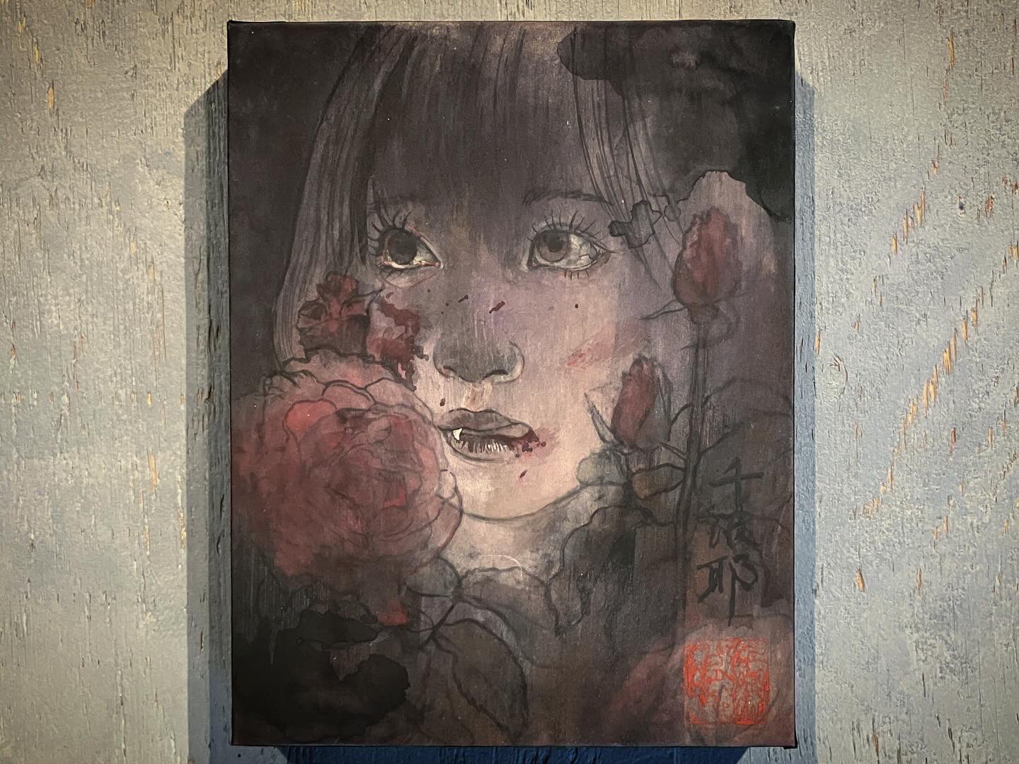 山地司、【紫式部とエナガとベニヒワ】、希少な額装用画集より gallery hydrangea ☞ 〜7/14(月) 所属作家特別企画展『紫陽花奇