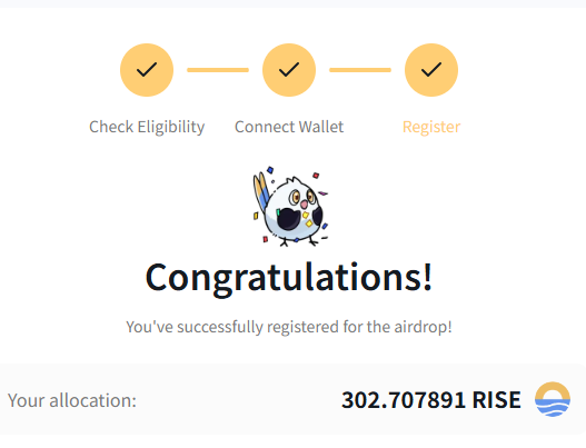 空投查询：
火山 claim.caldera.foundation
sunrise airdrop.sunriselayer.io
