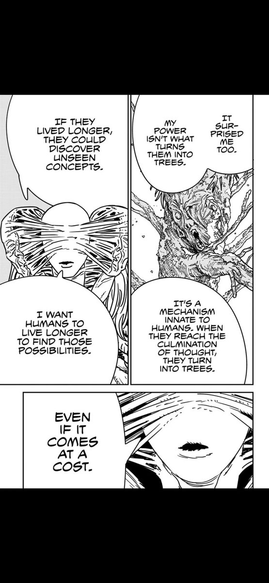 donottheskeez's tweet image. Do you guys think Fujimoto will make CSM a prequel to Fire Punch? I think theres definitely a possibility. The whole concept of humans becoming trees and the fact that chainsaw mans current timeline (1999) fits with the timeline of when the world started to freeze in fire punch