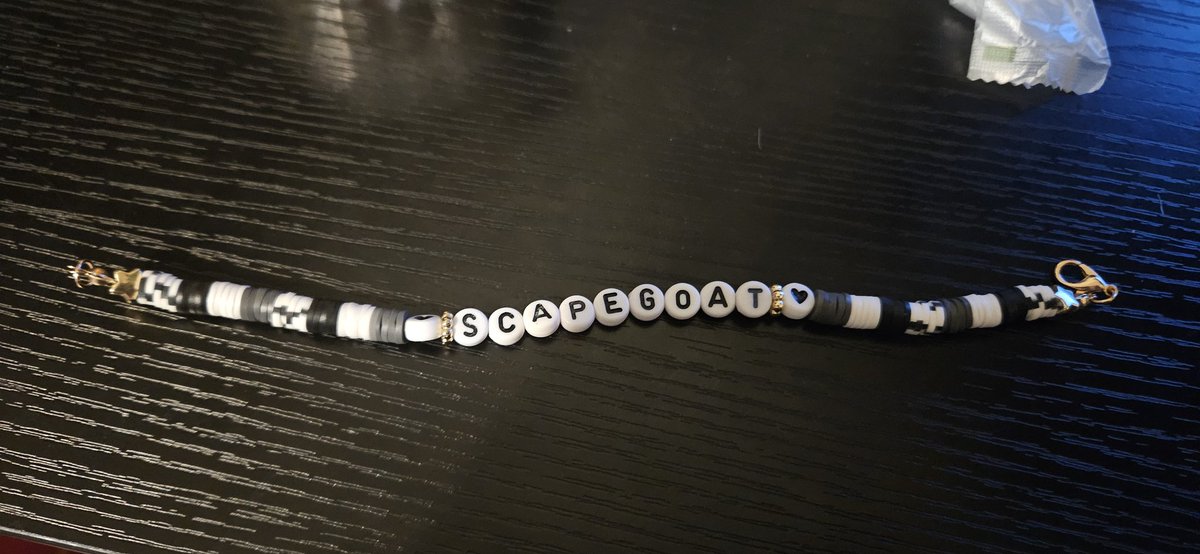 ClockworkxHeart's tweet image. The Scapegoat bracelet I made.  Call me delusional.. but now would be a great time to bring back @boy_myth_legend. Don't you agree @AEW? #scapegoat #AEWAllInTexas