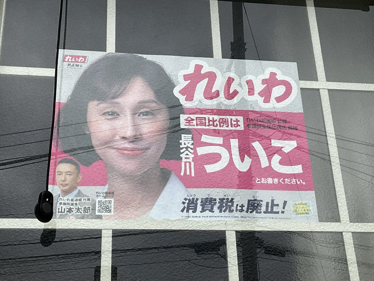 alcyone1985's tweet image. 昨日の横浜駅街宣でもらってきた
#長谷川ういこ ポスターを自宅窓に、、、

比例候補者は掲示板がない為、壁の持ち主の許可があれば貼れます

#ういこ 
#れいわ新選組 
#比例はういこ
#全国比例候補者