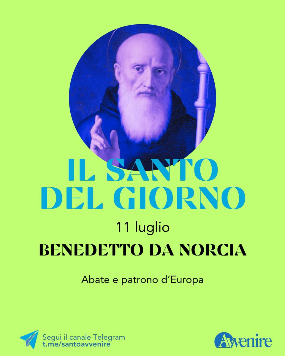 Avvenire_Nei's tweet photo. Benedetto da Norcia. La sua eredità, un’anima per costruire l’Europa (a cura di Matteo Liut)

L’anima europea affonda le proprie radici nel Vangelo, in quel patrimonio di valori la cui chiave fondamentale è l’immensa dignità dell’essere umano, riflesso nella storia dell’infinito amore di Dio. È in questo messaggio il cuore dell’eredità lasciataci dal patrono del nostro continente, san Benedetto da Norcia. Il padre del monachesimo occidentale, in particolare, ci ricorda le radici della fraternità, e quindi della pace, perché tra le altre cose esortava i suoi contemporanei affinché nessuno «cerchi il proprio utile, ma piuttosto quello degli altri». Parole affidate alla Regola elaborata attorno al 530 per i suoi monaci, il cui faro era la nota esortazione dell’«ora et labora», prega e lavora. Saper conciliare contemplazione, cioè lasciarsi avvolgere dall’amore di Dio, e azione, cioè fare di tutto per rendere il mondo migliore e accogliente, è la cifra del più autentico stile di vita cristiano. Benedetto era nato a Norcia nel 480, dopo gli studi a Roma e la “fuga” da una città segnata dal degrado, visse un tempo di solitudine al sacro Speco di Subiaco, scegliendo in seguito la forma cenobitica prima a Subiaco, poi a Montecassino. Fondò numerosi monasteri e morì probabilmente nel 547 a Montecassino. È stato dichiarato patrono d’Europa nel 1964 con la Lettera apostolica «Pacis nuntius» di Paolo VI. 

Altri santi. San Pio I, papa e martire (155); sant’Olga di Kiev, granduchessa (X sec.).
