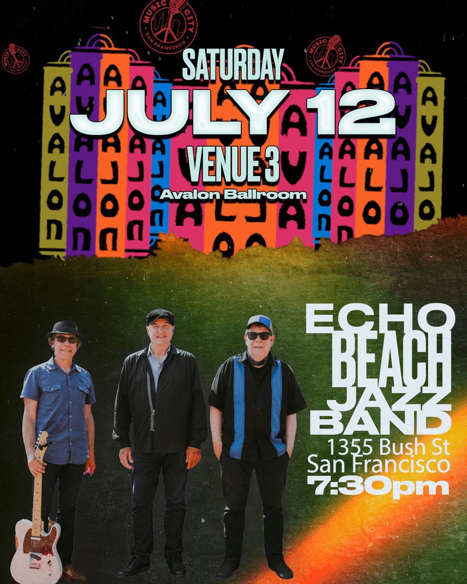 SATURDAY!
We've got @morganizedcrimes our main stage with jazz fusion!
Below, the @mossyoakproject album release party
We have @echo_beach_music on stage 3, and the @unauthorizedrollingstones on stage 2.
Finally, we have @brittanyaquamarine down in stage 4
See you at 1355 Bush St