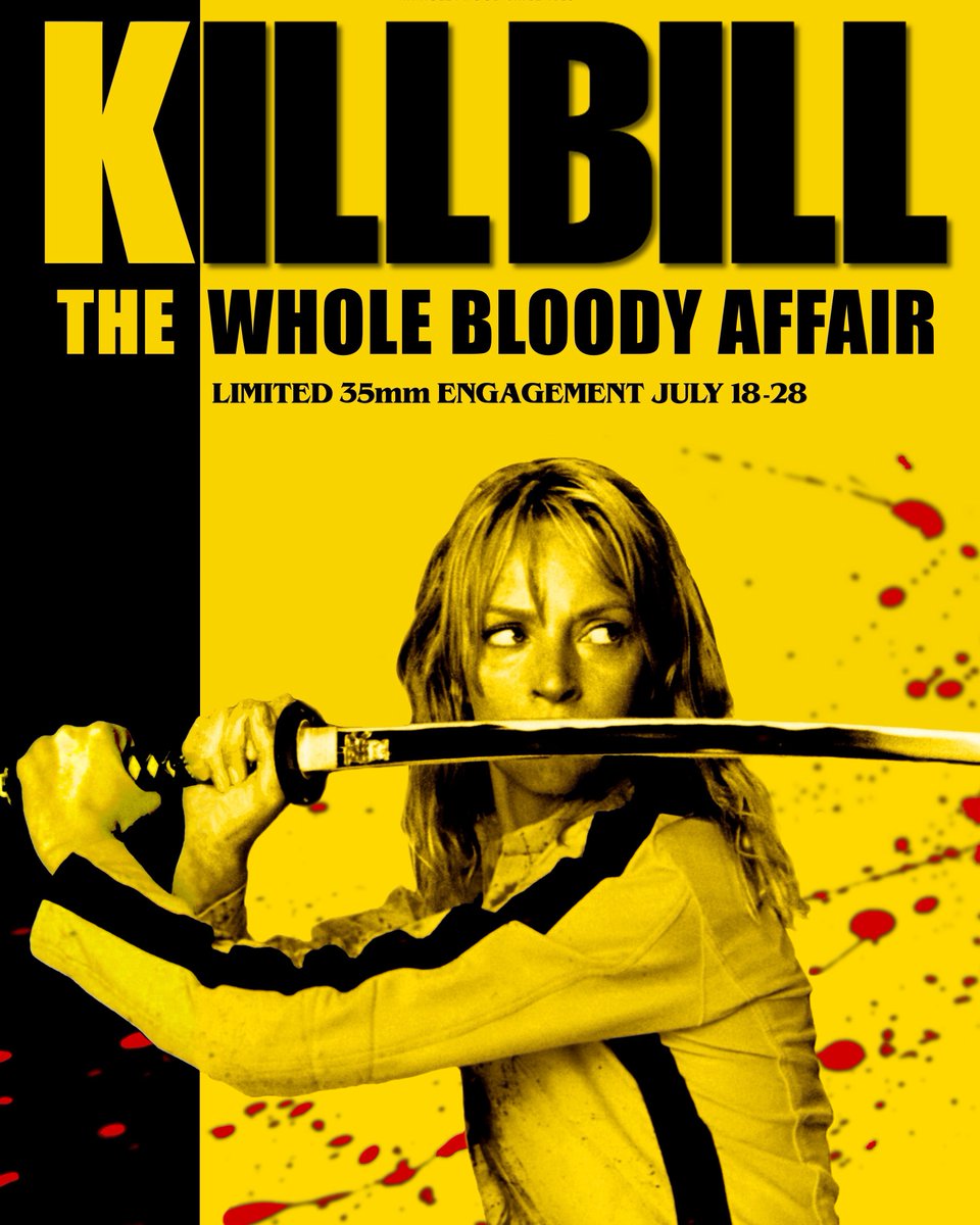 The film event of the summer! KILL BILL: THE WHOLE BLOODY AFFAIR comes to the Vista July 18th – 28th. Advance tickets are on sale at the theater and online and selling fast.