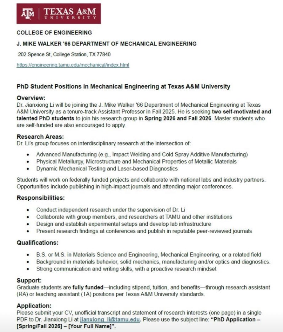 PhD opportunity in mechanical engineering