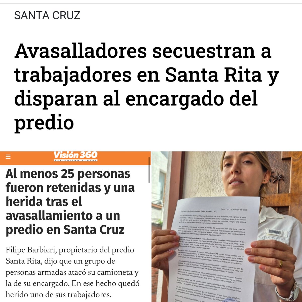 AgustinZambrana's tweet photo. #Ultimo!!
Bolivia no merece a este gobierno maldito que sembró caos, odio y descontrol sobre la propiedad privada.

Mientras el MAS y los socialistas sigan en el poder, nuestras tierras, hogares y futuro seguirán en riesgo.

Y la Policía? Y las autoridades? ¿Van a seguir siendo débiles ante esta atrocidad?
Y los candidatos al poder del 2025, que harán?

Nosotros los ciudadanos nos defenderemos. 
Después no se atrevan a quejarse cuando el pueblo se levante y defienda, a como dé lugar!, lo que es nuestro por derecho.