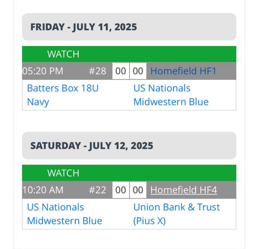 Alex Krueger (@alex_krueger_) on Twitter photo 2 games to go —Let’s get it done!
@usnatsmidwstrn
<a href="/NBpitching/">Noah Briley</a>
<a href="/MorganW48692873/">Morgan Wilkins</a>
<a href="/Trey_Widhalm/">Trey Widhalm</a>
<a href="/RayPecBaseball/">Ray-Pec Baseball</a>
<a href="/CoachLersch/">Johnathon Lersch</a>
<a href="/PB_Uncommitted/">Prep Baseball Uncommitted</a> 2 games to go —Let’s get it done!
@usnatsmidwstrn
<a href="/NBpitching/">Noah Briley</a>
<a href="/MorganW48692873/">Morgan Wilkins</a>
<a href="/Trey_Widhalm/">Trey Widhalm</a>
<a href="/RayPecBaseball/">Ray-Pec Baseball</a>
<a href="/CoachLersch/">Johnathon Lersch</a>
<a href="/PB_Uncommitted/">Prep Baseball Uncommitted</a>