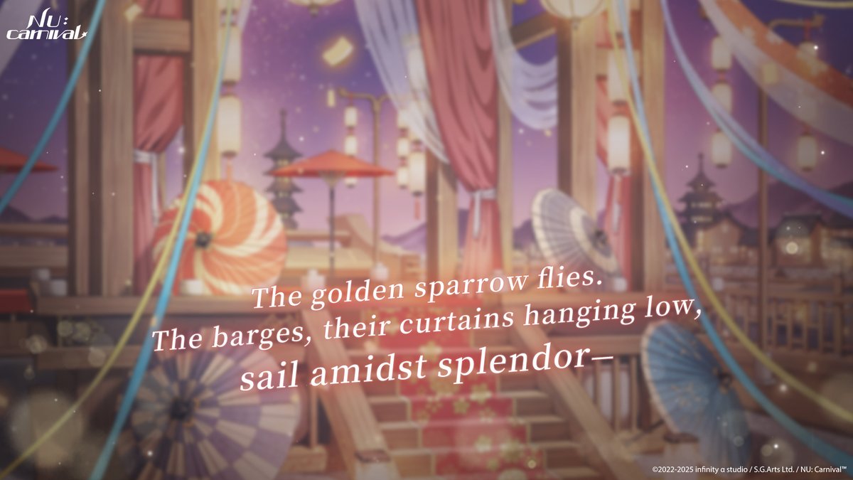 NUCarnivalEn's tweet image. The golden sparrow flies. The barges, their curtains hanging low, sail amidst splendor—
#NUCarnival #NewEvent