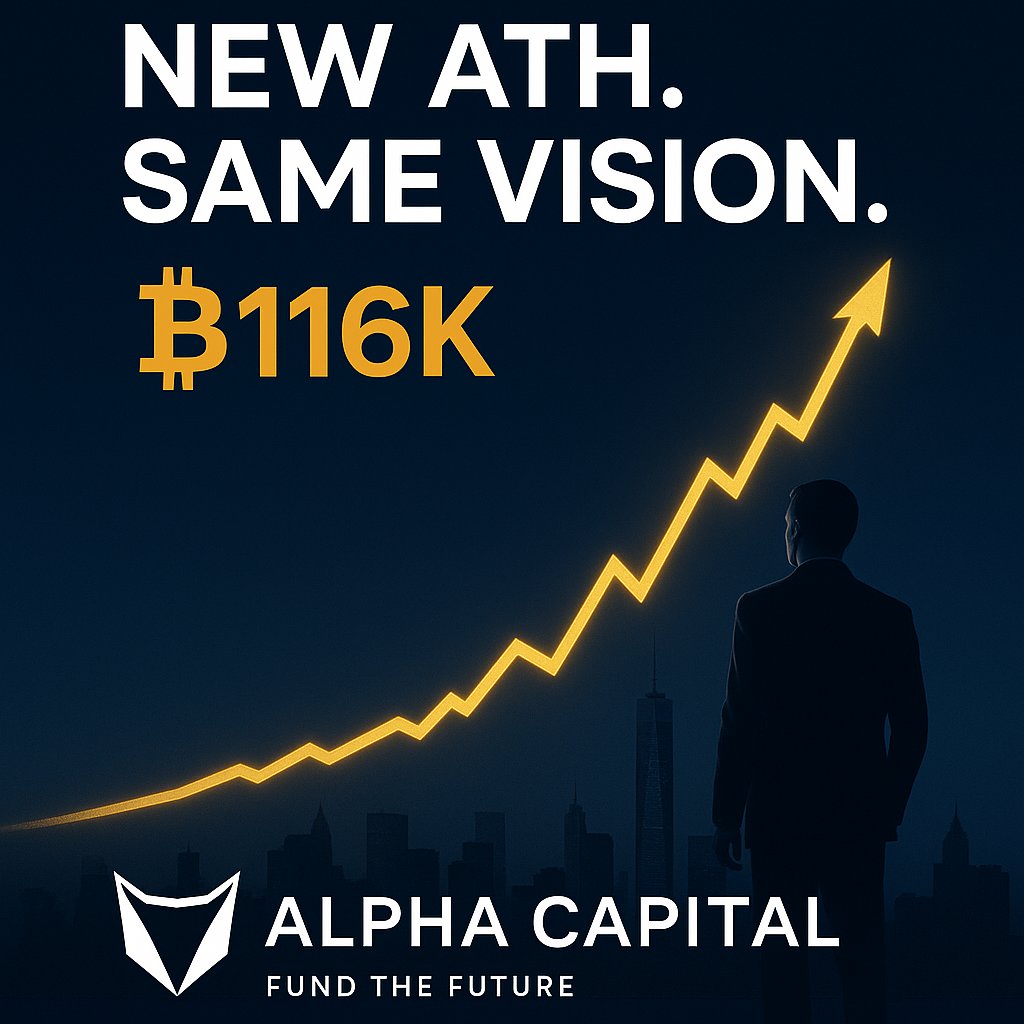alphacapital_vc's tweet image. 🚀 Bitcoin has broken past $116K 🔥 setting a new ATH.

At @AlphaCapital, we don’t just follow the market; we back the visionaries building its future.

To those who believed, built, and stayed:  This milestone is ours to share.

#Bitcoin #Crypto #ATH #AlphaCapital #FundTheFuture
