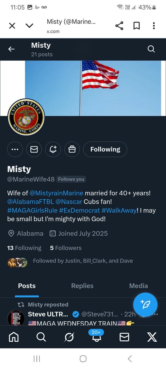 Can we please help my friend <a href="/MarineWife48/">Misty</a> to help rebuild her account and find all her old friends. Please follow, repost