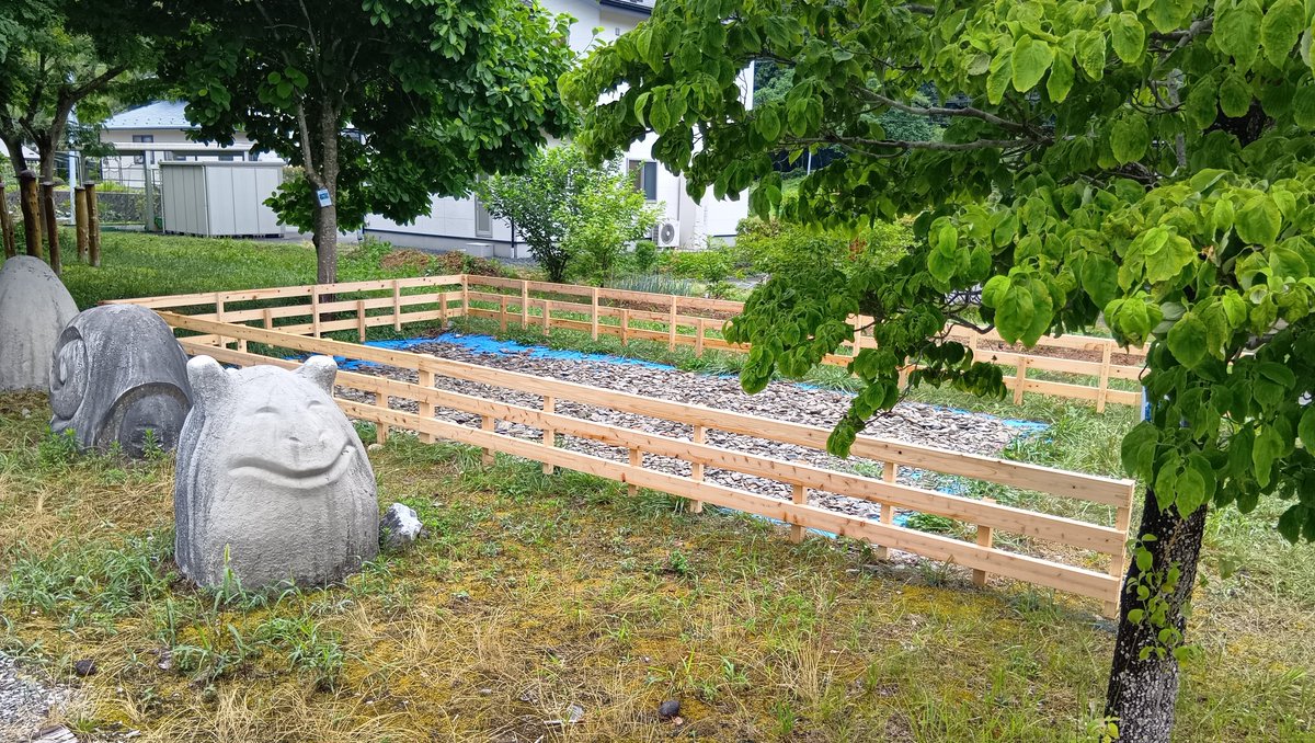ishitokenji's tweet image. 夏の企画展やイベント、夏休みの皆さんをお迎えするように少しずつ整備を進めています。
化石採集場所には木柵を設置し、旧東北砕石工場横の石灰岩を落下させていた急斜面は草刈りをして昔の姿が分かります。
咲き始めた向日葵や合歓の木も。