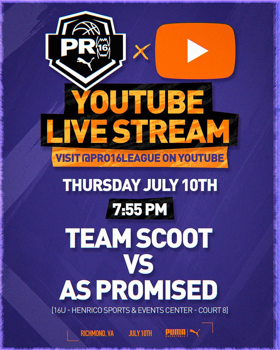 PRO16/NXTPRO League (@pro16league) on Twitter photo Ending the night with a High Level 16u Matchup👀
Catch it LIVE on our YouTube channel‼️
#pro16finals <a href="/PUMAHoops/">PUMA Basketball</a> Ending the night with a High Level 16u Matchup👀
Catch it LIVE on our YouTube channel‼️
#pro16finals <a href="/PUMAHoops/">PUMA Basketball</a>