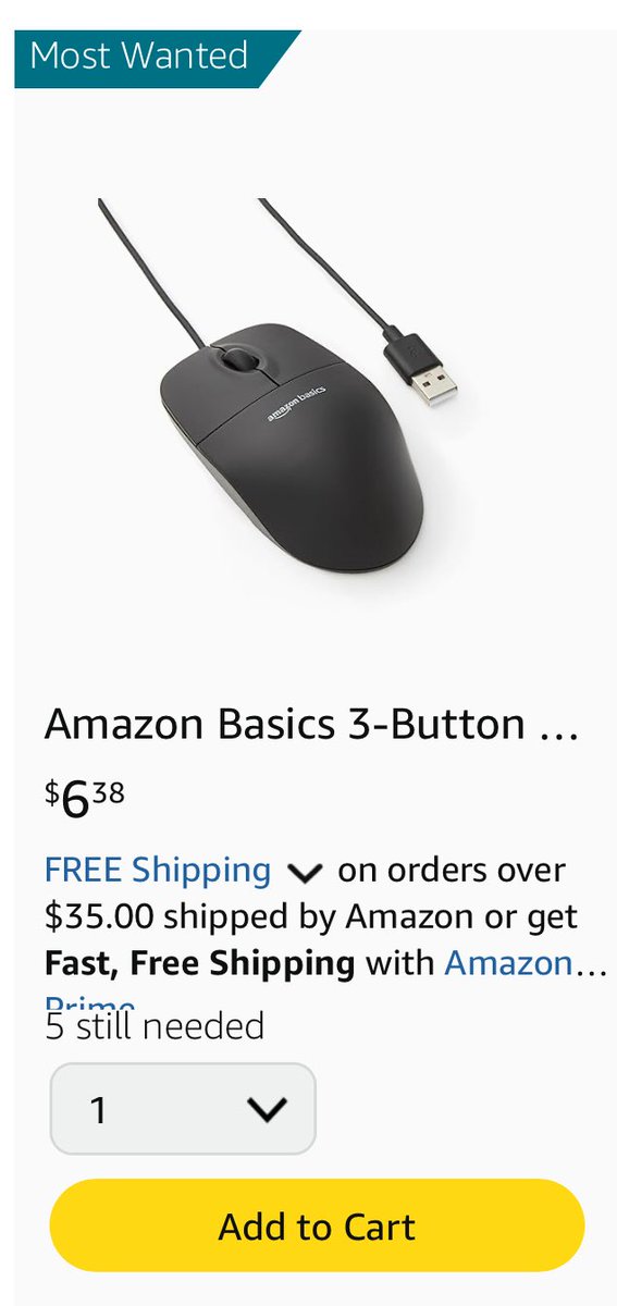 5️⃣ left of these mice that I need. Would you consider donating? Thank you in advance. This community continues to bless me and my students. I appreciate it! #clearthelist 

Please check out our wishlist:  
amazon.com/wedding/regist…