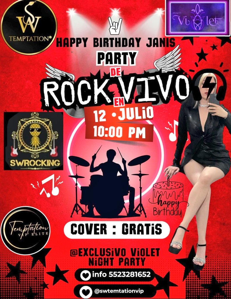 SW TEMPTATION (@swtemptationvip) on Twitter photo Nos vemos este sábado 12 de julio para nuestra gran #ROCK #PARTY con banda de ROCK en vivo en <a href="/Exclusivoviolet/">Club Exclusivo SW</a> y <a href="/SwTemptationVip/">SW TEMPTATION</a> no te quedes fuera festejando con todo 🤟🤟🤟 abra muchos regalos y sorpresas info y reservaciones al 5523281652 🍍🍍🍍
#swingerlifestyle Nos vemos este sábado 12 de julio para nuestra gran #ROCK #PARTY con banda de ROCK en vivo en <a href="/Exclusivoviolet/">Club Exclusivo SW</a> y <a href="/SwTemptationVip/">SW TEMPTATION</a> no te quedes fuera festejando con todo 🤟🤟🤟 abra muchos regalos y sorpresas info y reservaciones al 5523281652 🍍🍍🍍
#swingerlifestyle