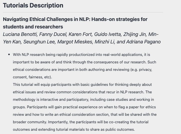 knmnyn's tweet image. 📣 R/T! Q❓: Do you agree that ethics ⚖️ in LLMs & #NLProc are impt 4 such impactful tech 🤖? Going to @aclmeeting in Vienna? Want to learn more? Join us 27 Jul for our ✨ Ethics Tutorial✨ & 30 Jul for 🕊️ of a 🪶! #ACL2025NLP w/ @LucianaBenotti @guido_ivetta @EllaMinzhiLi