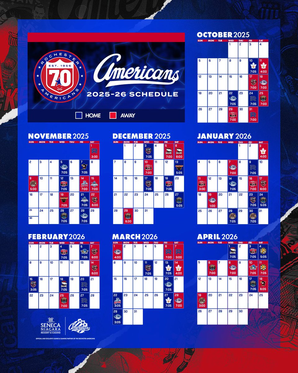 AmerksHockey's tweet image. Our 2025-26 slate has arrived! 😎
FULL SCHEDULE ➡️ bit.ly/40OFbwD