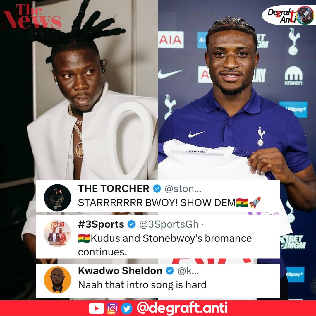 Tottenham Hotspur unveil Ghana’s Mohammed Kudus with a special version of Stonebwoy’s “OVERLORD” 🇬🇭🔥❤️