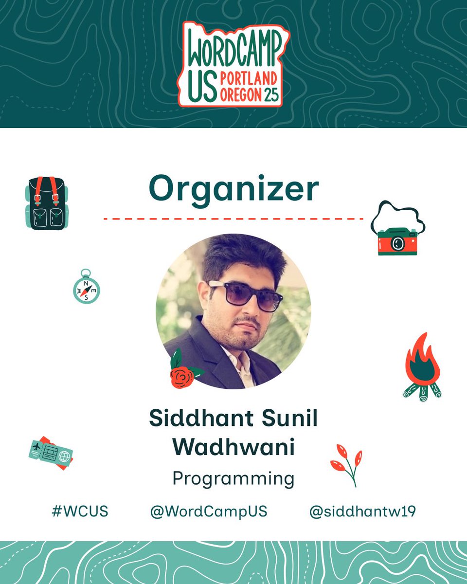 WordCamp US 2024 (#WCUS) (@wordcampus) on Twitter photo Meet Siddhant Sunil Wadhwani <a href="/siddhantw19/">Siddhant Wadhwani</a> , part of the WordCamp US 2025 organization team.
us.wordcamp.org/2025/organizer…
#WCUS #WordCamp #WordPress Meet Siddhant Sunil Wadhwani <a href="/siddhantw19/">Siddhant Wadhwani</a> , part of the WordCamp US 2025 organization team.
us.wordcamp.org/2025/organizer…
#WCUS #WordCamp #WordPress
