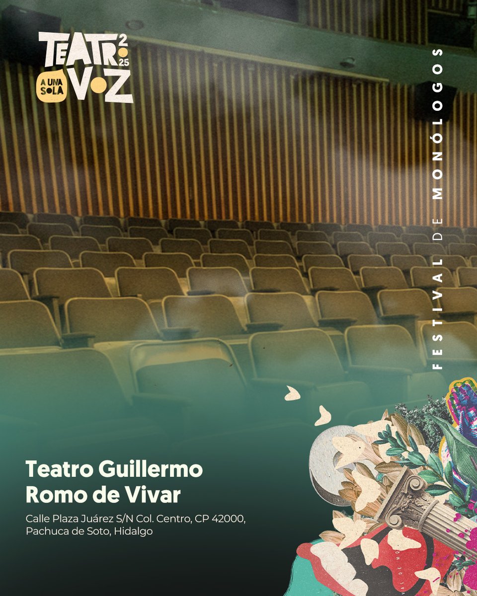 #20TUSV | ¡Por primera vez en Hidalgo!
El Festival de Monólogos, Teatro a Una Sola Voz llega al Teatro Guillermo Romo de Vivar en Pachuca de Soto del 10 al 16 de julio, como parte del Circuito Centro.

¡Nos vemos en el teatro!

#TeatroINBAL #INBALConLosEstados