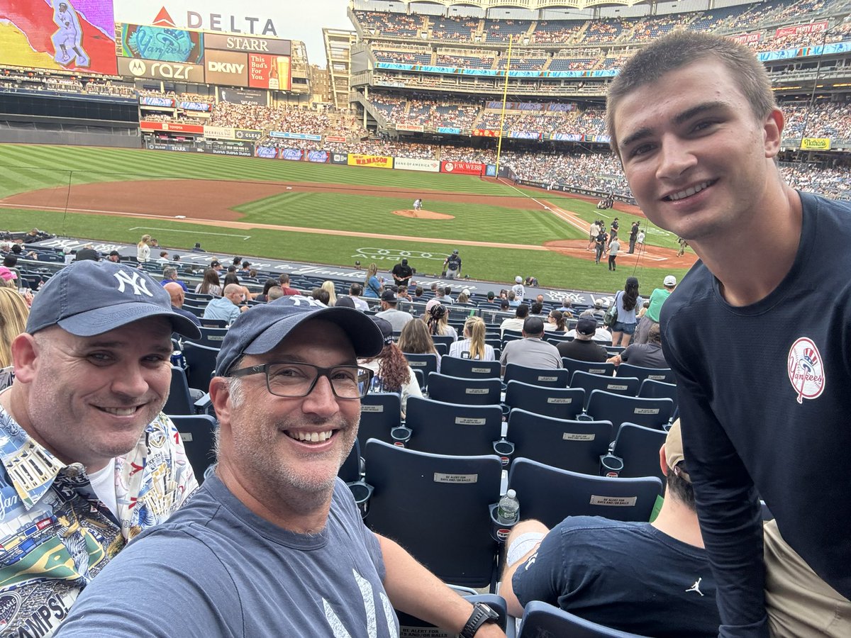 Tedfulton52's tweet photo. Yankee Game with an old college football teammate and his son! #RepBX #Letsgoyanks @Yankees https://t.co/nxX4fzEsS7