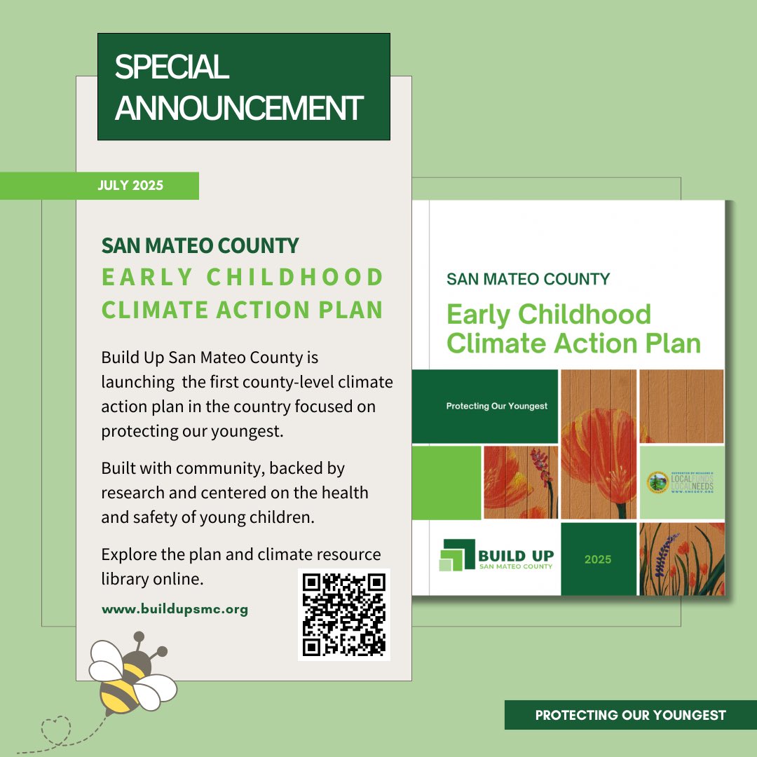 📣Just released! #BuildUpSMC Early Childhood Climate Action Plan is the first county-level plan in the nation centering young children + child care in climate resilience. 🌱

🔗 buildupsmc.org/climate-resili…
#ClimateReadyChildCare #ECE #ClimateAction