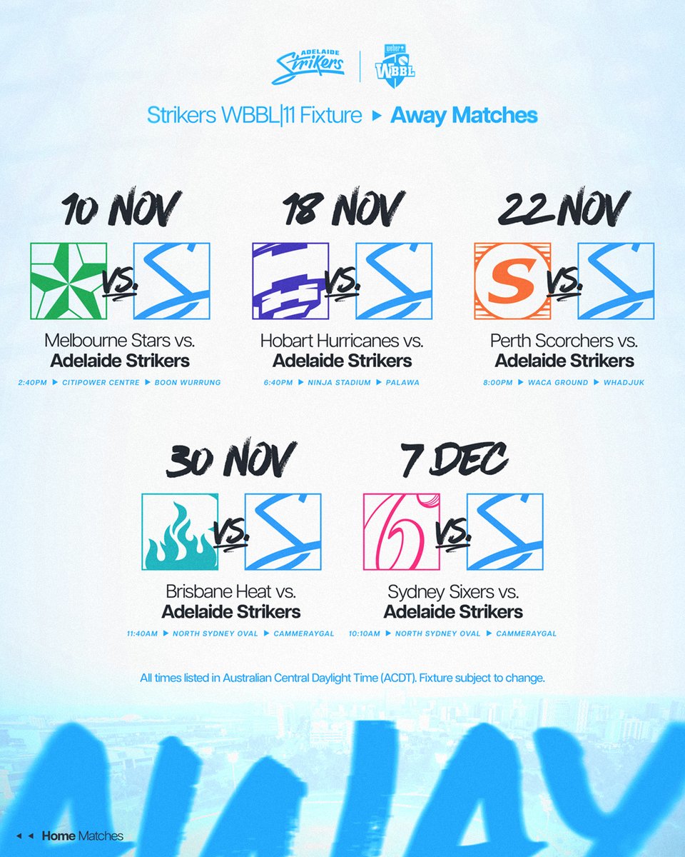Our WBBL|11 fixture is locked in 🔒

🎟️ Strikers memberships are on sale now. Visit the link in our bio.